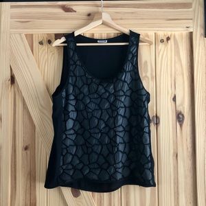Black tank with faux leather detail. Size Large.